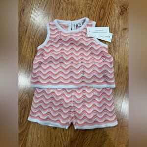 Janie and Jack Pink crochet Kids Matching Set Sz 6-12m